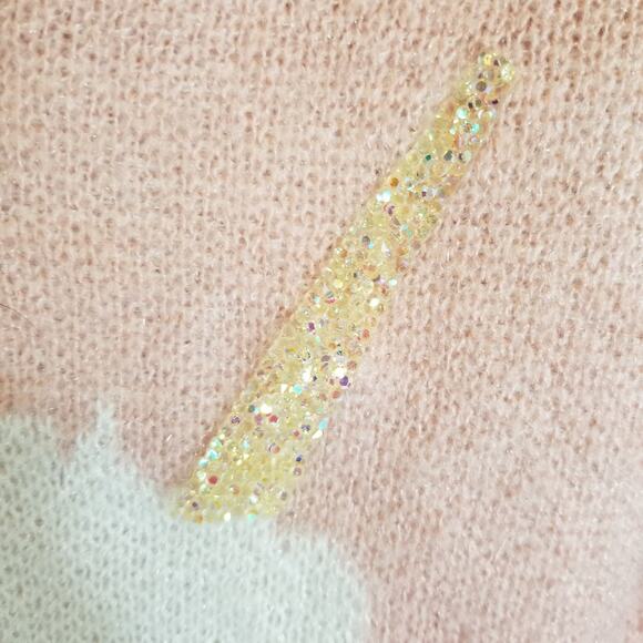 LC Lauren Conrad Women's Pink Unicorn Long Sleeve Sweater Size Medium - Picture 5 of 7